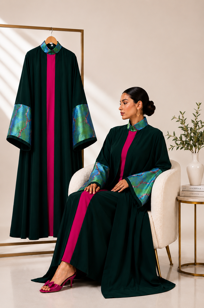 Pink & Green Abaya